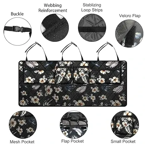 Femuar Car Trunk Organizer, Large Capacity Backseat Trunk Organizer (42