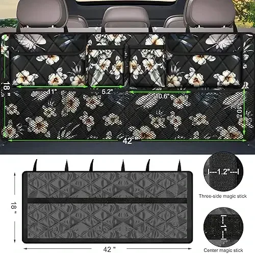 Femuar Car Trunk Organizer, Large Capacity Backseat Trunk Organizer (42