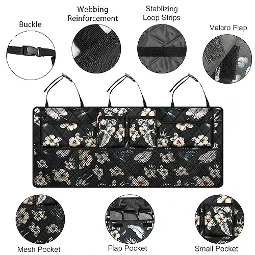 Femuar Car Trunk Organizer, Large Capacity Backseat Trunk Organizer (42