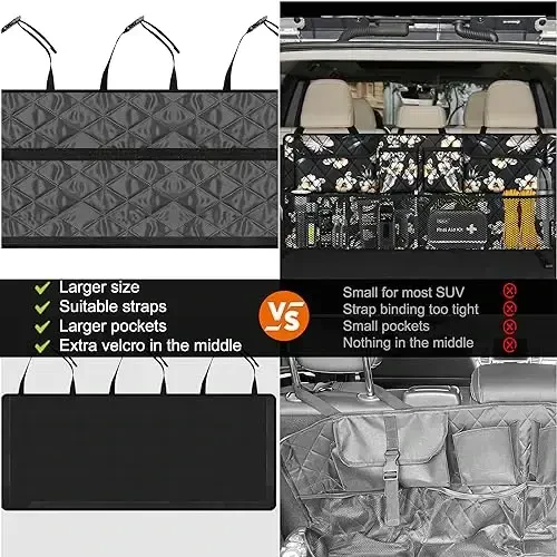 Femuar Car Trunk Organizer, Large Capacity Backseat Trunk Organizer (42