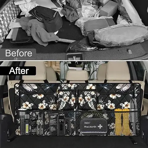Femuar Car Trunk Organizer, Large Capacity Backseat Trunk Organizer (42