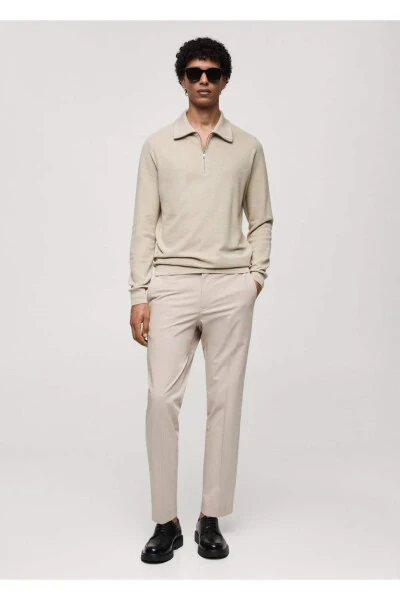 Fermuarlı Balıkçı Yaka Kalıplı Kazak-Kum Beji - MANGO MAN (1)