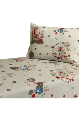 Fermuarlı Bebek Nevresim Takımı-Krem Zemin Canlılar - Y YAĞIZ HOME COLLECTION (1)