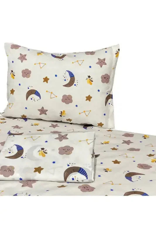 Fermuarlı chaqaloq choyshablari to'plami - Oq fon, to'q jigarrang - Y YAĞIZ HOME COLLECTION