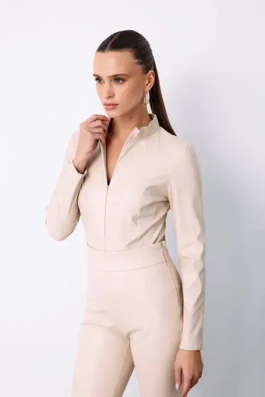 Fermuarlı Charm Bodysuit - Tosh - 1