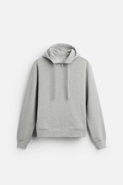 Fermuarlı kapüşonlu sweatshirt - Gri marn - 6