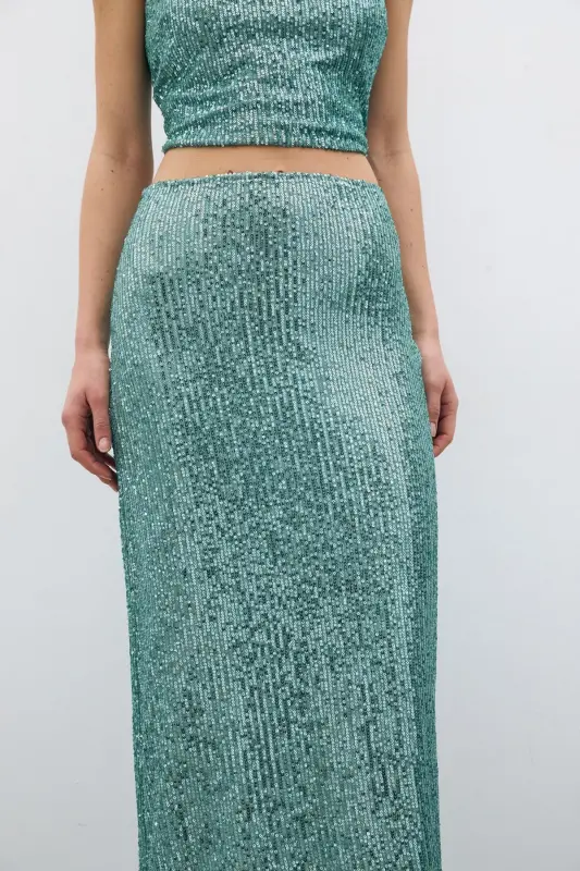 Fermuarli Karolin Midi Yubka - Mint-MINT - 4