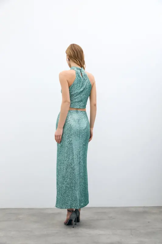 Fermuarli Karolin Midi Yubka - Mint-MINT - 6