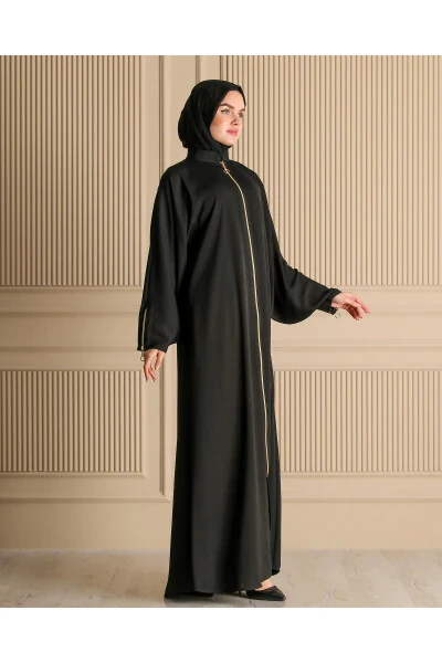 Fermuarlı Kengaygan Yengli Ferace & Abaya - 5