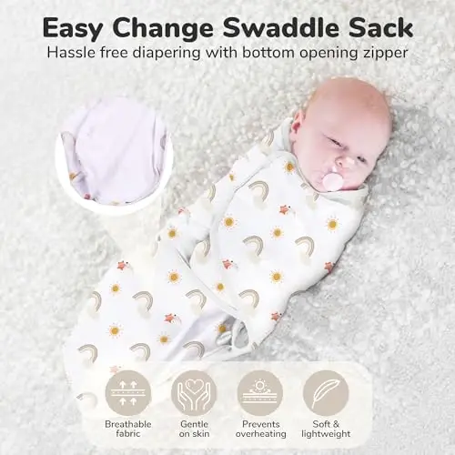 Mama Cheetah Baby Swaddle Blanket with Zipper, Newborn Swaddle Sack, Baby Swaddles Sleep Sack 0-3 Months, Baby Swaddle Wrap for Baby Boy & Girl, 3-Pack - 5
