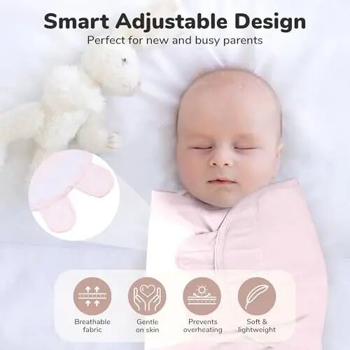 Fermuarlı Mama Çita Bebek Kundak Battaniyesi, Yenidoğan Kundak Tulumu, Bebek Kundak Uyku Tulumu 0-3 Ay, Erkek ve Kız Bebek için Bebek Kundak Sargısı, 3'lü Paket - 6