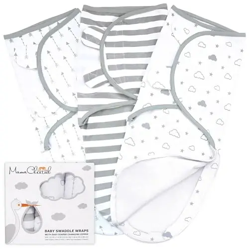 Mama Cheetah Baby Swaddle Blanket with Zipper, Newborn Swaddle Sack, Baby Swaddles Sleep Sack 4-7 lbs, Baby Swaddle Wrap for Baby Boy & Baby Girl, 3-Pack - 1