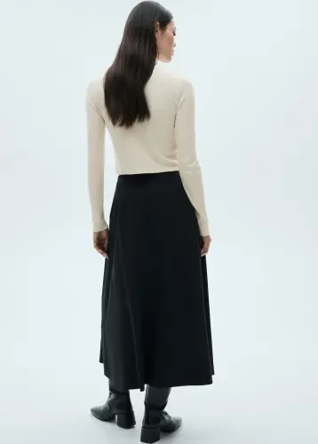 Fermuarlı yüksek yaka hırka - Ekrü - 6