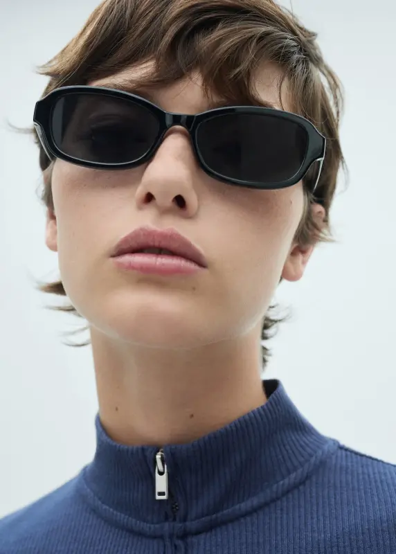 Fermuarlı yüksek yaka hırka - Mavi - 4