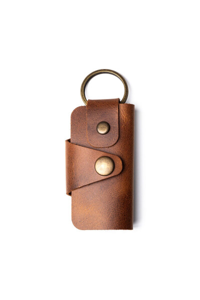 Fern Genuine Leather Keychain, 8 Key Capacity, Brown Antique Leather Keychain - 5