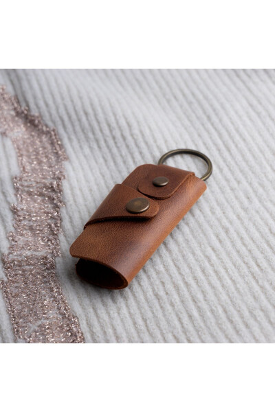 Fern Genuine Leather Keychain, 8 Key Capacity, Brown Antique Leather Keychain - 7