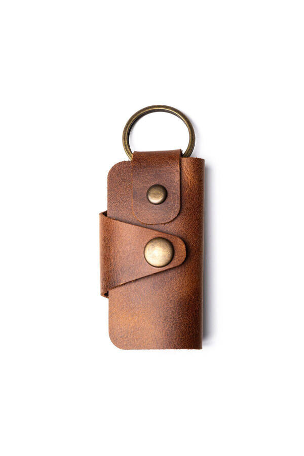 Fern Genuine Leather Keychain, 8 Key Capacity, Brown Antique Leather Keychain - 1