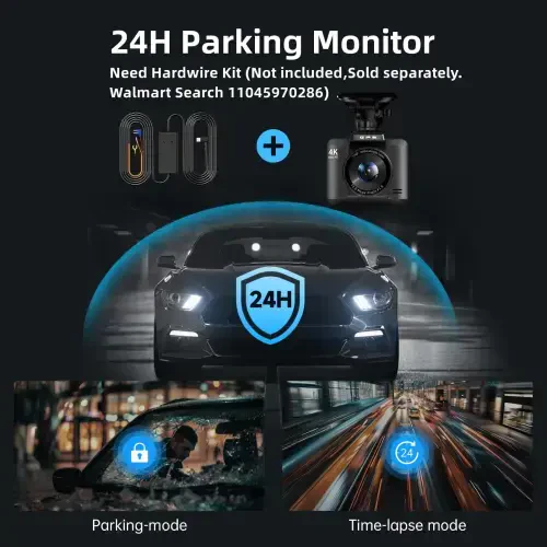 FFN Dash Cam Front and Rear, 4K Dash Cam with WiFi & GPS, Dash Camera for Cars, Dashcam with APP, Car Camera with G-Sensor, Night Vision, WDR, Loop Recording, Parking Mode, Free 32GB SD Card-BLACK - 1