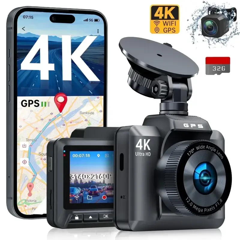 FFN Dash Cam Front and Rear, 4K Dash Cam with WiFi & GPS, Dash Camera for Cars, Dashcam with APP, Car Camera with G-Sensor, Night Vision, WDR, Loop Recording, Parking Mode, Free 32GB SD Card-BLACK - 11