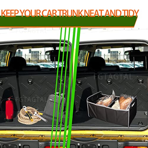 Fgtagtal Car Trunk Organizer Compatible with Toy*ta FJ Cruiser 2007-2021, Foldable Trunk Storage Organizer, Multi-Compartment Oxford Cloth Car Organizer and Storage, Space Saving, 1PCS - 2