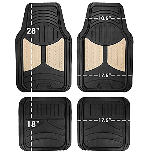 FH Group Automotive Floor Mats - Heavy-Duty Monster Eye Rubber Floor Mats for Cars, Universal Fit Full Set, ClimaProof Floor Mats, Trimmable Floor Mats For Most Sedan, SUV, Truck Floor Mats Black - 5