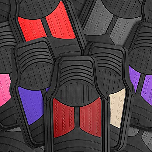 FH Group Automotive Floor Mats - Heavy-Duty Monster Eye Rubber Floor Mats for Cars, Universal Fit Full Set, ClimaProof Floor Mats, Trimmable Floor Mats For Most Sedan, SUV, Truck Floor Mats Black - 6