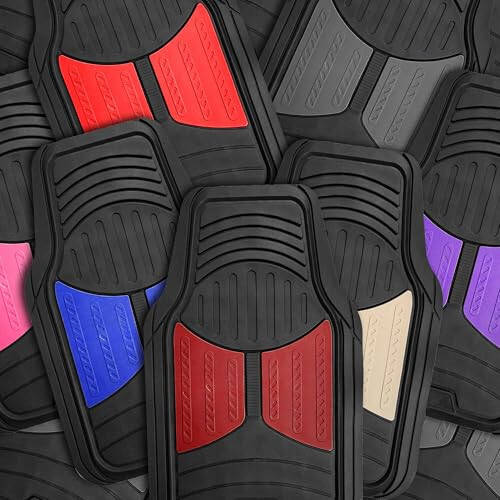 FH Group Automotive Floor Mats - Heavy-Duty Monster Eye Rubber Floor Mats for Cars, Universal Fit Full Set, ClimaProof Floor Mats, Trimmable Floor Mats For Most Sedan, SUV, Truck Floor Mats Blue - 2