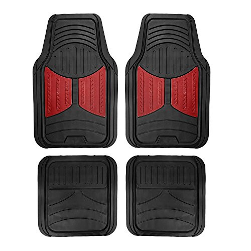 FH Group Automotive Floor Mats - Heavy-Duty Monster Eye Rubber Floor Mats for Cars, Universal Fit Full Set, Climaproof Floor Mats, Trimmable Floor Mats for Most Sedan, SUV, Truck Floor Mats Burgundy - 1