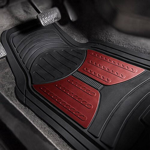 FH Group Automotive Floor Mats - Heavy-Duty Monster Eye Rubber Floor Mats for Cars, Universal Fit Full Set, Climaproof Floor Mats, Trimmable Floor Mats for Most Sedan, SUV, Truck Floor Mats Burgundy - 2