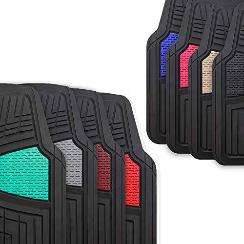 FH Group Automotive Floor Mats - Heavy-Duty Rubber Floor Mats for Cars, Universal Fit Full Set, Climaproof Floor Mats, Trimmable Floor Mats for Most Sedan, SUV, Truck Floor Mats Beige - 2