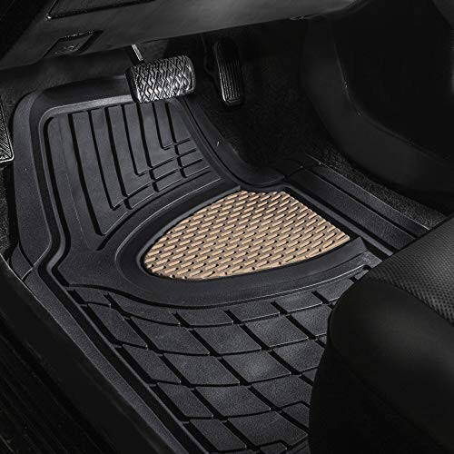 FH Group Automotive Floor Mats - Heavy-Duty Rubber Floor Mats for Cars, Universal Fit Full Set, Climaproof Floor Mats, Trimmable Floor Mats for Most Sedan, SUV, Truck Floor Mats Beige - 4