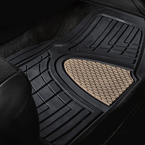 FH Group Automotive Floor Mats - Heavy-Duty Rubber Floor Mats for Cars, Universal Fit Full Set, Climaproof Floor Mats, Trimmable Floor Mats for Most Sedan, SUV, Truck Floor Mats Beige - 5