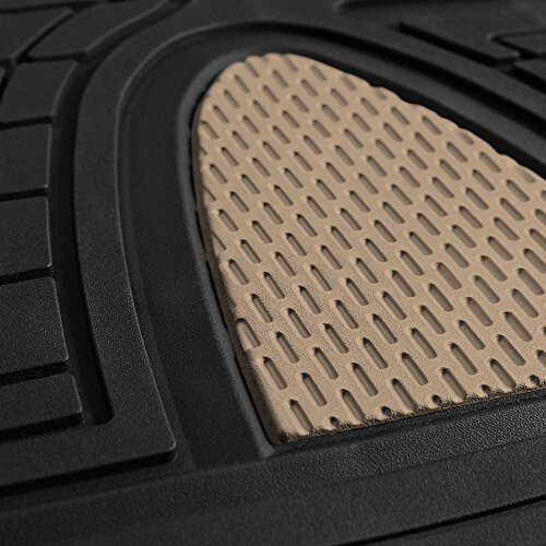 FH Group Automotive Floor Mats - Heavy-Duty Rubber Floor Mats for Cars, Universal Fit Full Set, Climaproof Floor Mats, Trimmable Floor Mats for Most Sedan, SUV, Truck Floor Mats Beige - 6