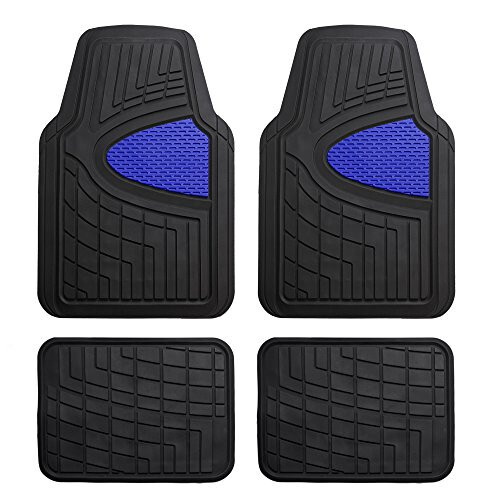 FH Group Automotive Floor Mats - Heavy-Duty Rubber Floor Mats for Cars, Universal Fit Full Set, Climaproof Floor Mats, Trimmable Floor Mats for Most Sedan, SUV, Truck Floor Mats Blue - 1