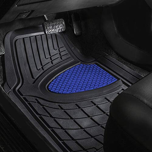 FH Group Automotive Floor Mats - Heavy-Duty Rubber Floor Mats for Cars, Universal Fit Full Set, Climaproof Floor Mats, Trimmable Floor Mats for Most Sedan, SUV, Truck Floor Mats Blue - 4