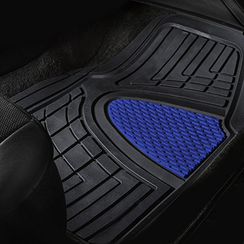 FH Group Automotive Floor Mats - Heavy-Duty Rubber Floor Mats for Cars, Universal Fit Full Set, Climaproof Floor Mats, Trimmable Floor Mats for Most Sedan, SUV, Truck Floor Mats Blue - 5