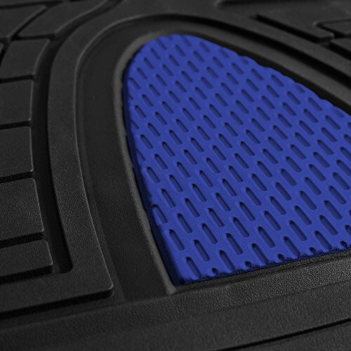 FH Group Automotive Floor Mats - Heavy-Duty Rubber Floor Mats for Cars, Universal Fit Full Set, Climaproof Floor Mats, Trimmable Floor Mats for Most Sedan, SUV, Truck Floor Mats Blue - 6