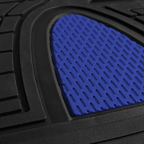 FH Group Automotive Floor Mats - Heavy-Duty Rubber Floor Mats for Cars, Universal Fit Full Set, Climaproof Floor Mats, Trimmable Floor Mats for Most Sedan, SUV, Truck Floor Mats Blue - 6