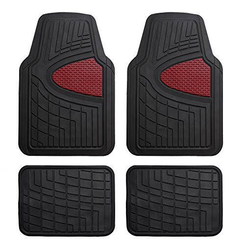 FH Group Automotive Floor Mats - Heavy-Duty Rubber Floor Mats for Cars, Universal Fit Full Set, Climaproof Floor Mats, Trimmable Floor Mats for Most Sedan, SUV, Truck Floor Mats Burgundy - 1