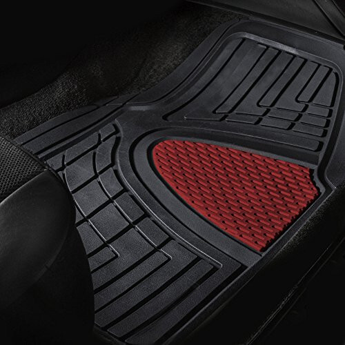 FH Group Automotive Floor Mats - Heavy-Duty Rubber Floor Mats for Cars, Universal Fit Full Set, Climaproof Floor Mats, Trimmable Floor Mats for Most Sedan, SUV, Truck Floor Mats Burgundy - 5