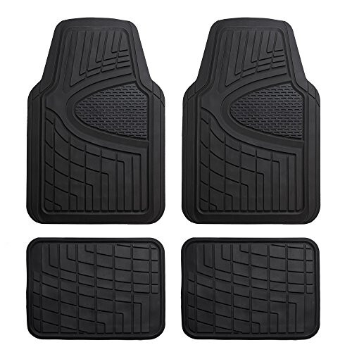 FH Group Automotive Floor Mats - Heavy-Duty Rubber Floor Mats for Cars, Universal Fit Full Set, Climaproof & Trimmable Floor Mats for Most Sedan, SUV, Truck, Black - 1