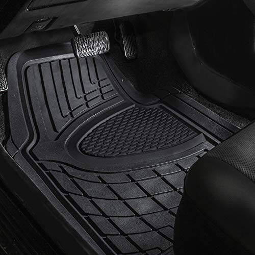 FH Group Automotive Floor Mats - Heavy-Duty Rubber Floor Mats for Cars, Universal Fit Full Set, Climaproof & Trimmable Floor Mats for Most Sedan, SUV, Truck, Black - 4