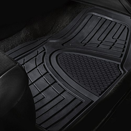 FH Group Automotive Floor Mats - Heavy-Duty Rubber Floor Mats for Cars, Universal Fit Full Set, Climaproof & Trimmable Floor Mats for Most Sedan, SUV, Truck, Black - 5