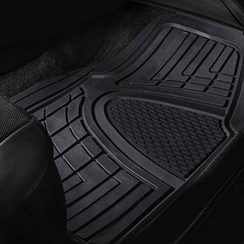 FH Group Automotive Floor Mats - Heavy-Duty Rubber Floor Mats for Cars, Universal Fit Full Set, Climaproof & Trimmable Floor Mats for Most Sedan, SUV, Truck, Black - 5