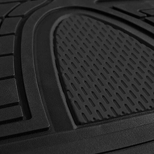 FH Group Automotive Floor Mats - Heavy-Duty Rubber Floor Mats for Cars, Universal Fit Full Set, Climaproof & Trimmable Floor Mats for Most Sedan, SUV, Truck, Black - 6