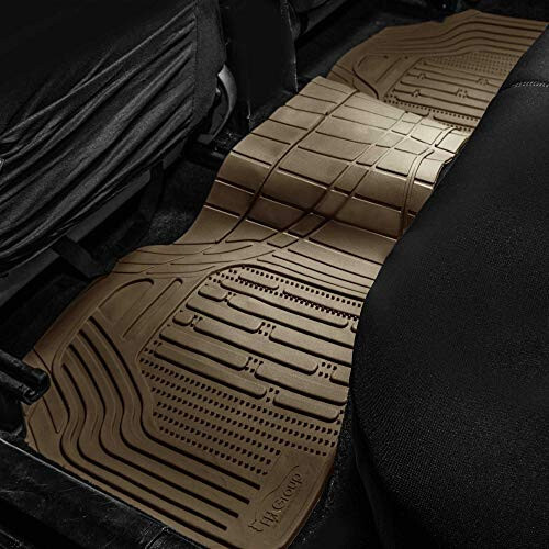 FH Group F11322 Classic Rubber Trimmable Floor Mats (Beige) Full Set - Universal Fit for Cars Trucks and SUVs - 11