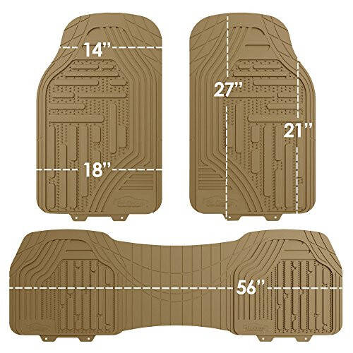 FH Group F11322 Classic Rubber Trimmable Floor Mats (Beige) Full Set - Universal Fit for Cars Trucks and SUVs - 12