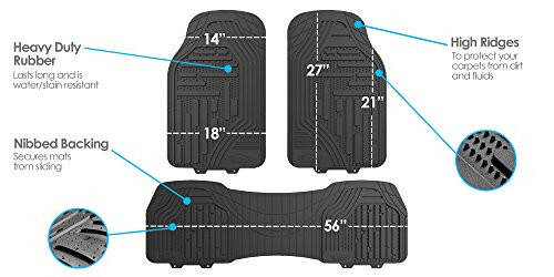 FH Group F11322 Classic Rubber Trimmable Floor Mats (Beige) Full Set - Universal Fit for Cars Trucks and SUVs - 13