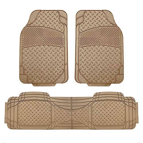 FH Group F11322 Classic Rubber Trimmable Floor Mats (Beige) Full Set - Universal Fit for Cars Trucks and SUVs - 1