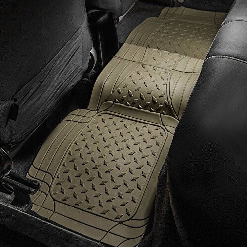 FH Group F11322 Classic Rubber Trimmable Floor Mats (Beige) Full Set - Universal Fit for Cars Trucks and SUVs - 4